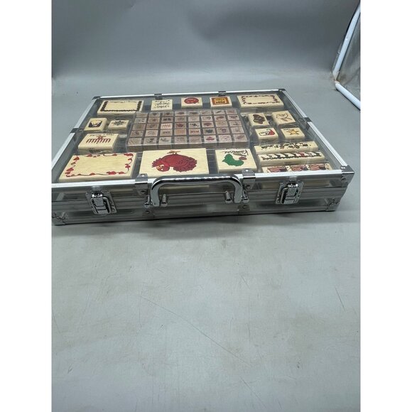 Holidays wooden clear case stamp 75 piece set pens ink stamp pads craft READ - Picture 6 of 8